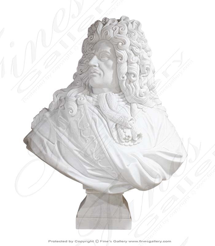 Marble Statues  - White Marble Bust Of Louis XIV - MBT-424