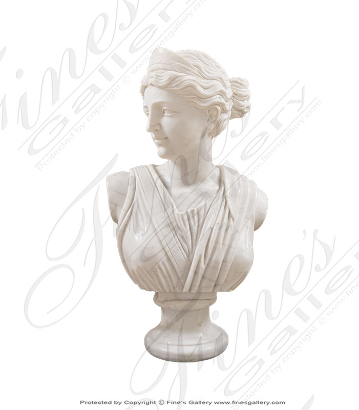 Diana Marble Bust Statue in White Marble