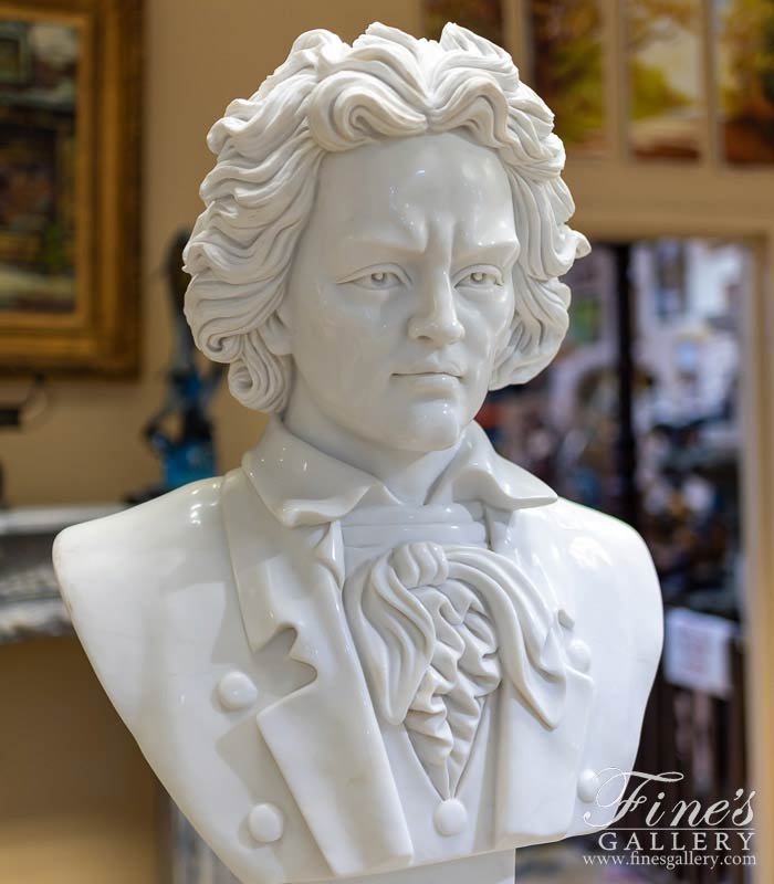 Marble Statues  - White Marble Bust Of Beethoven - MBT-456