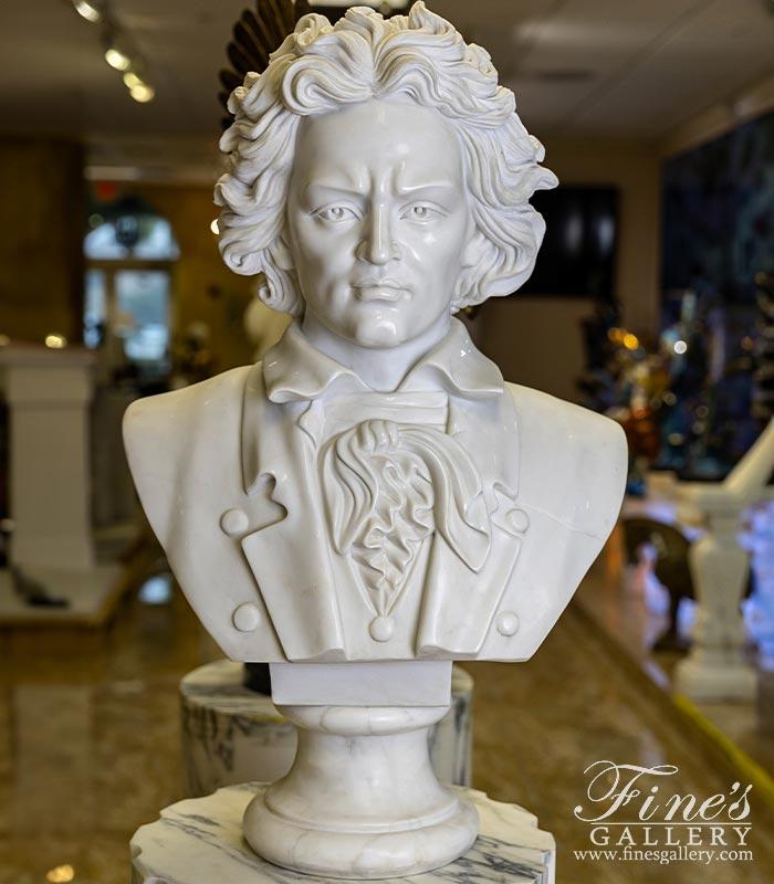 Marble Statues  - White Marble Bust Of Beethoven - MBT-456