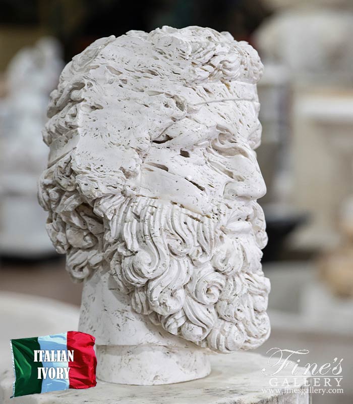 Marble Statues  - Italian Travertine Dionysus Wine God Bust - MBT-461