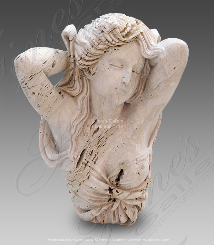 Marble Statues  - Italian Travertine Aphrodite Bust - MBT-463