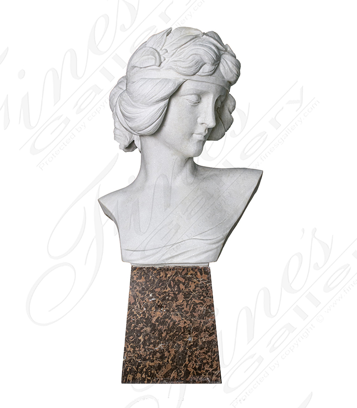 Marble Statues  - Statuary White Marble Bust Of An Art Nouveau Woman - MBT-474