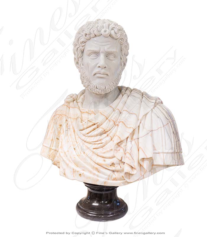 Hand Carved Roman Soldier Marble Bust