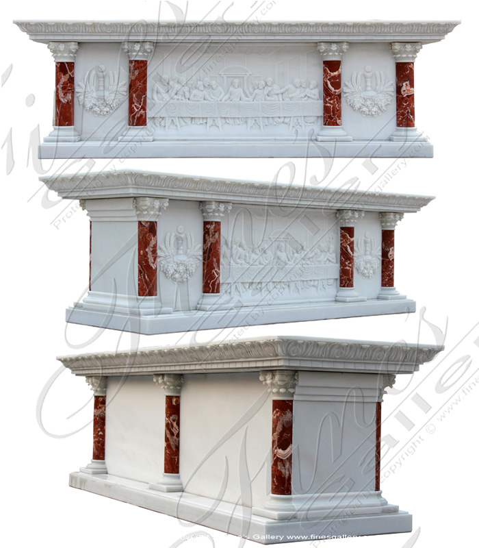 Marble Church Products  - Red White Marble Church Altar - MCH-001