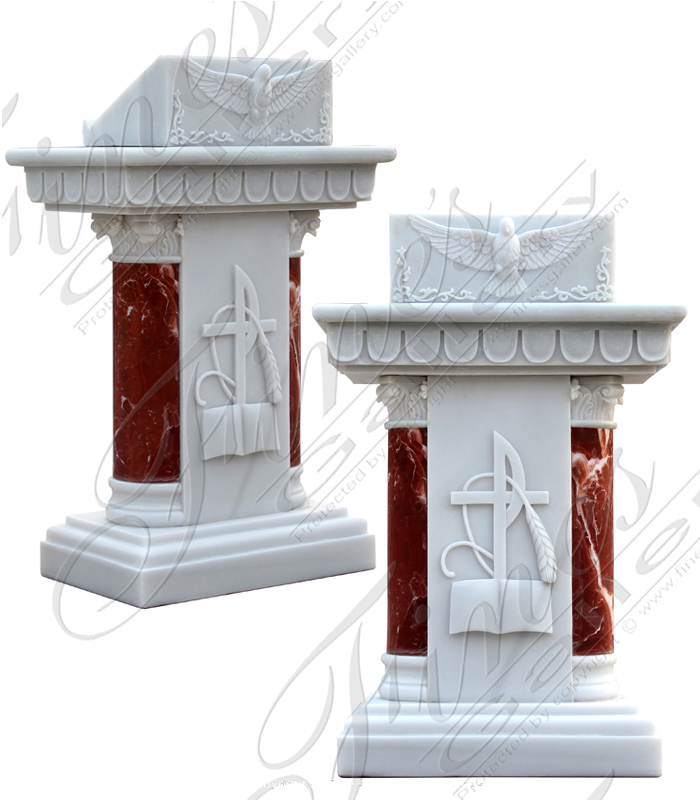 Marble Church Products  - Red White Marble Church Lecter - MCH-002
