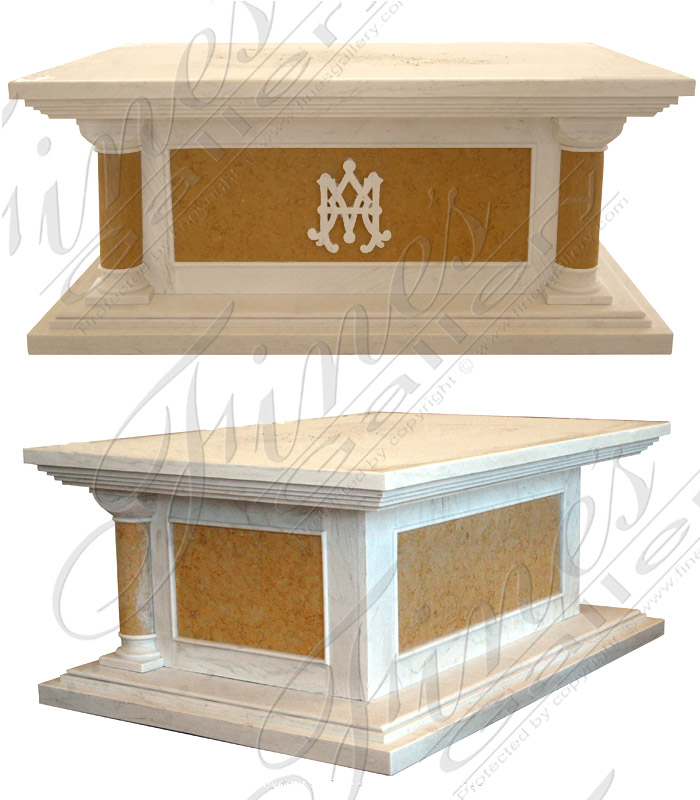 Marble Church Products  - Cream And Yellow Marble Church Altar - MCH-010