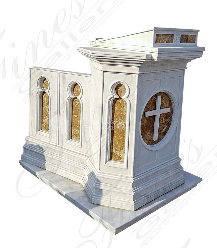 Marble Church Products  - A Church Lecturn In Statuary And Empador Light Marble - MCH-2181