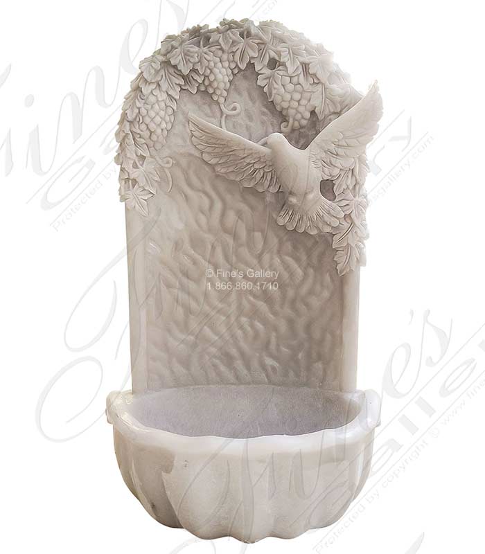 Marble Church Products  - Marble Baptismal Font Featuring Grapevines And Dove - MCH-2184