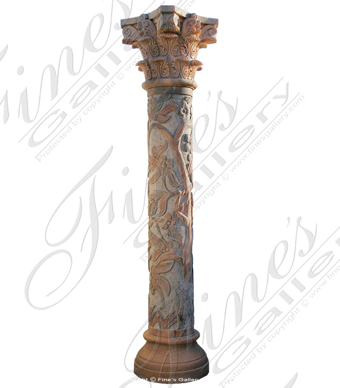 Marble Columns  - Floral Vine Column Pair - MCOL-266