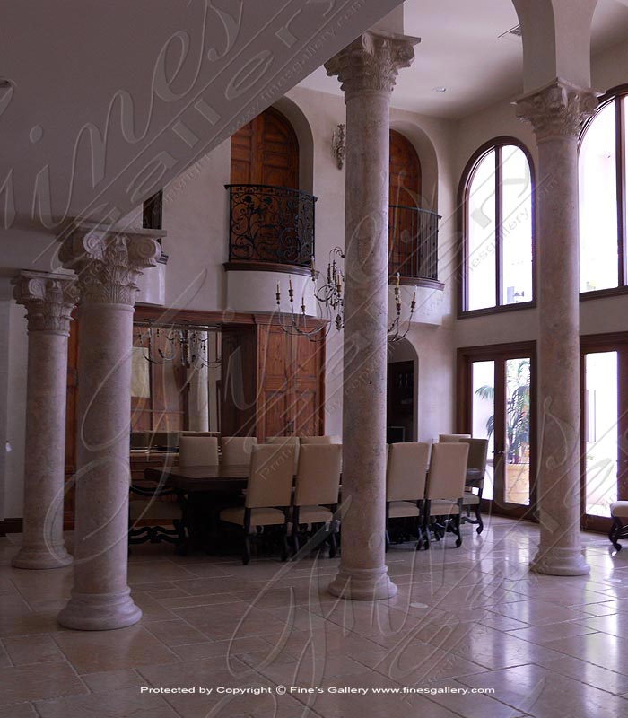 Marble Columns  - Fort Lauderdale Travertine Column Installation - MCOL-300