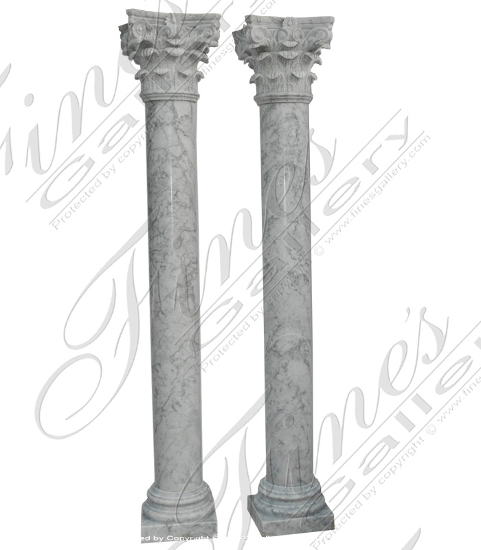 Marble Columns  - Italian White Carrara Marble Columns - MCOL-337