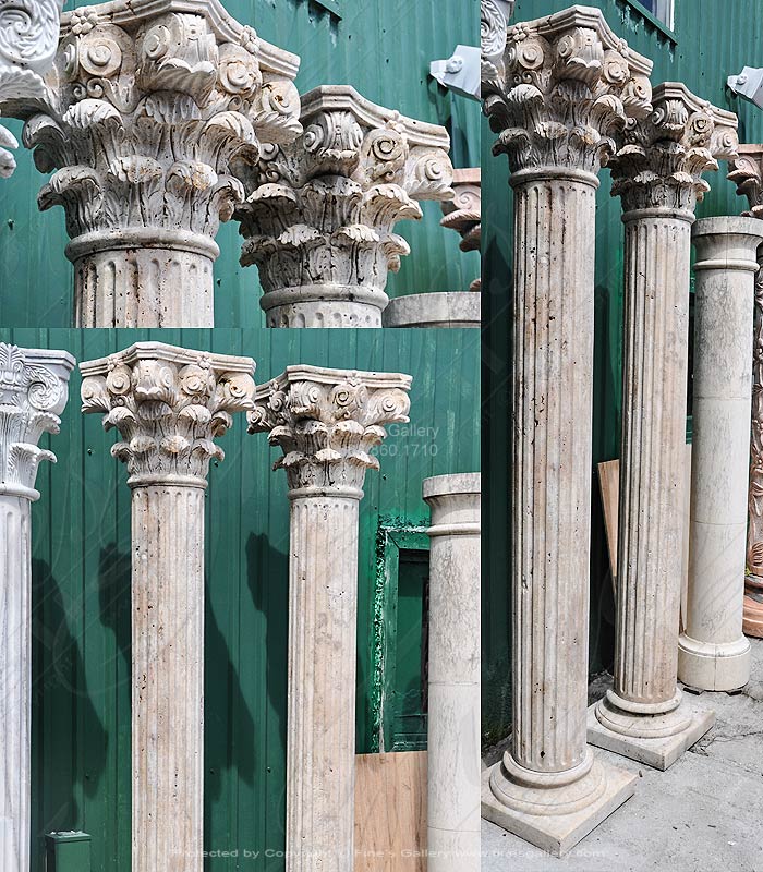 Marble Columns  - Rustic Travertine Column Pair  - MCOL-349
