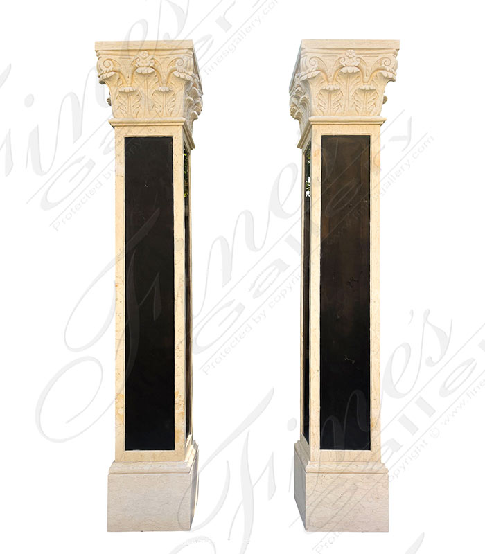 Marble Columns  - Square Shaped Marble Column Pair - MCOL-357