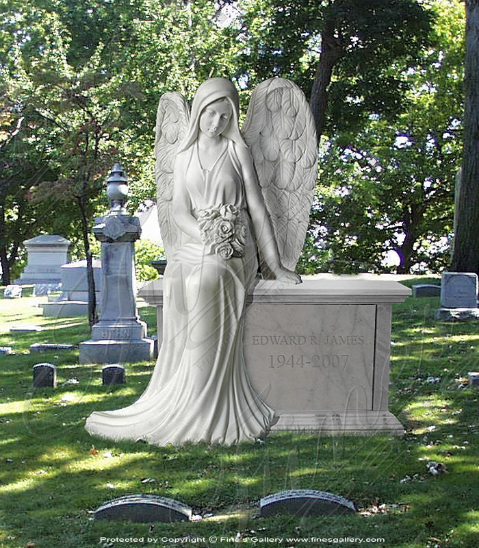 Marble Memorials  - Granite Angel Monument - MEM-426