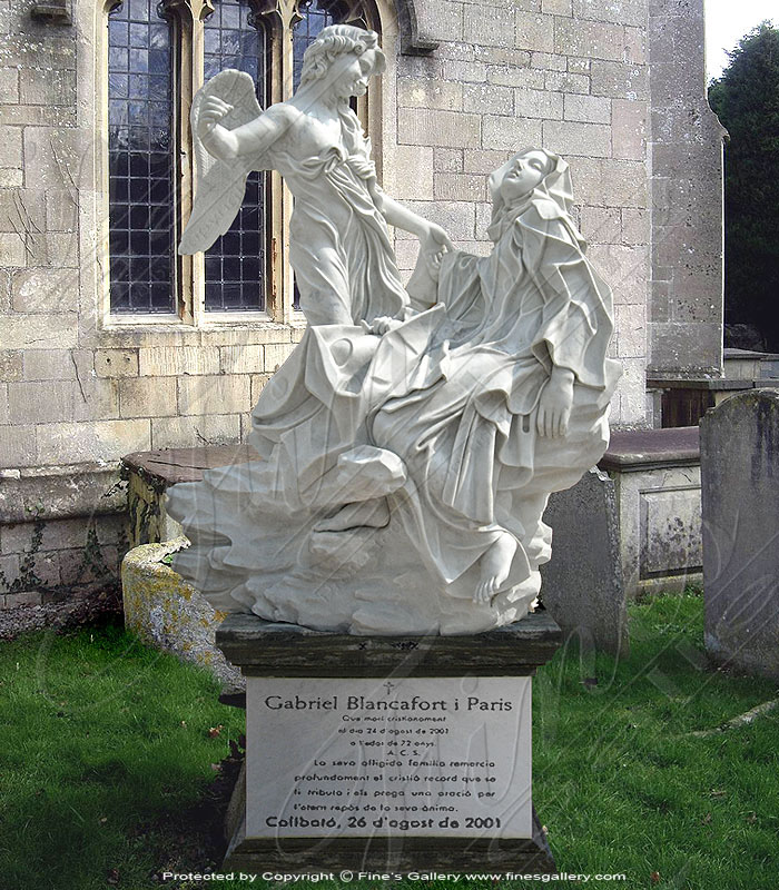 Marble Memorials  - Marble Angel Memorial Statue - MEM-008