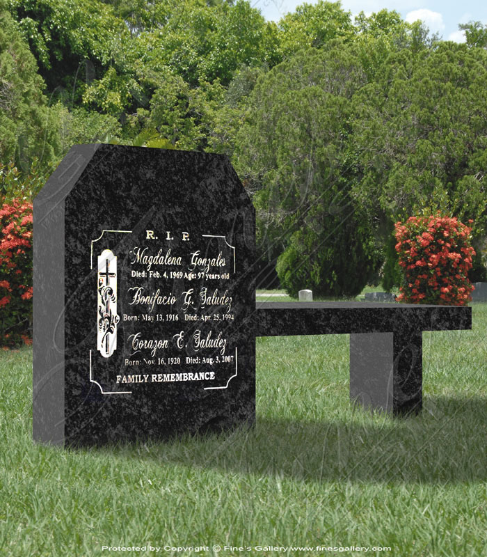 Granite Memorials  - Granite Monument With Bench - MEM-264