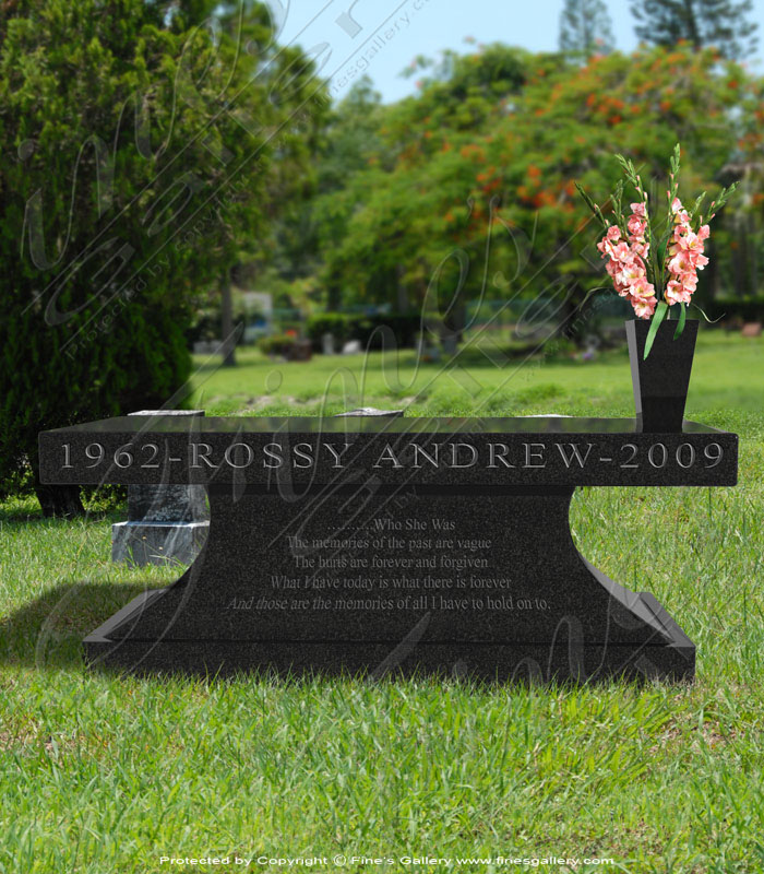 Granite Memorials  - Granite Bench With Vase  - MEM-275