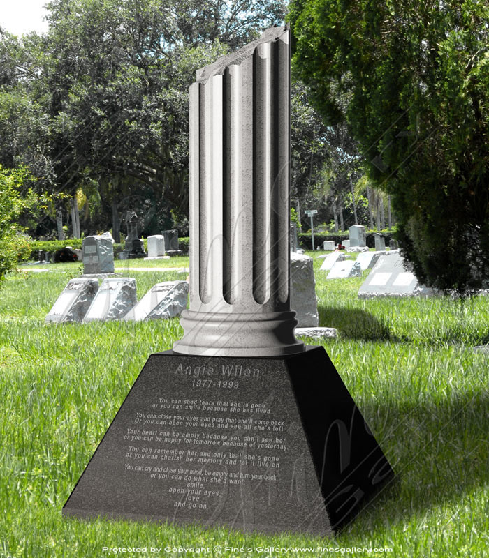 Granite Memorials  - Half Column Granite Memorial - MEM-281