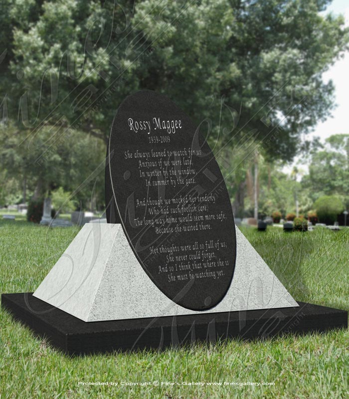 Granite Memorials  - Elegant Oval Granite Memorial - MEM-287