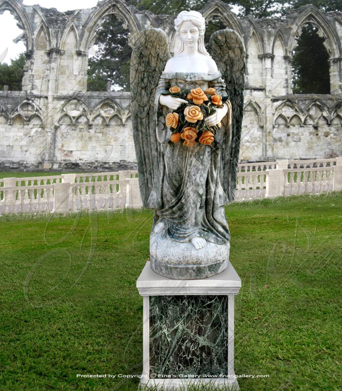 Search Result For Marble Memorials  - Angel Double Stone Marble Memorial - MEM-117
