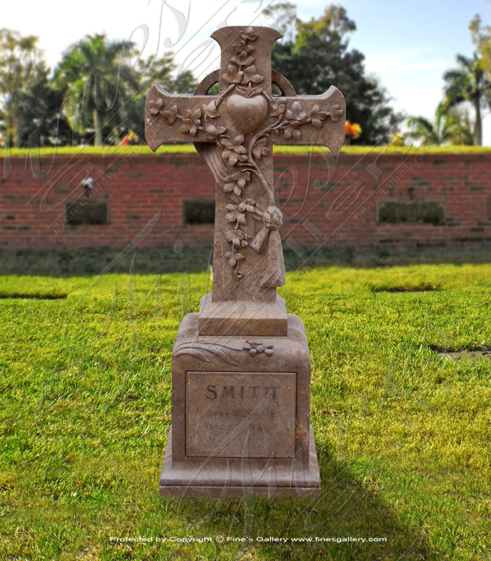 Marble Memorials  - Marble Cross Monument - MEM-446