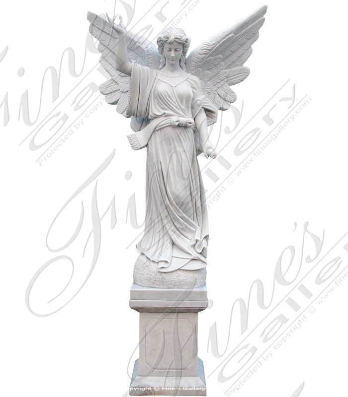 Search Result For Marble Memorials  - Antique Calcium  Marble Angel Memorial - MEM-031
