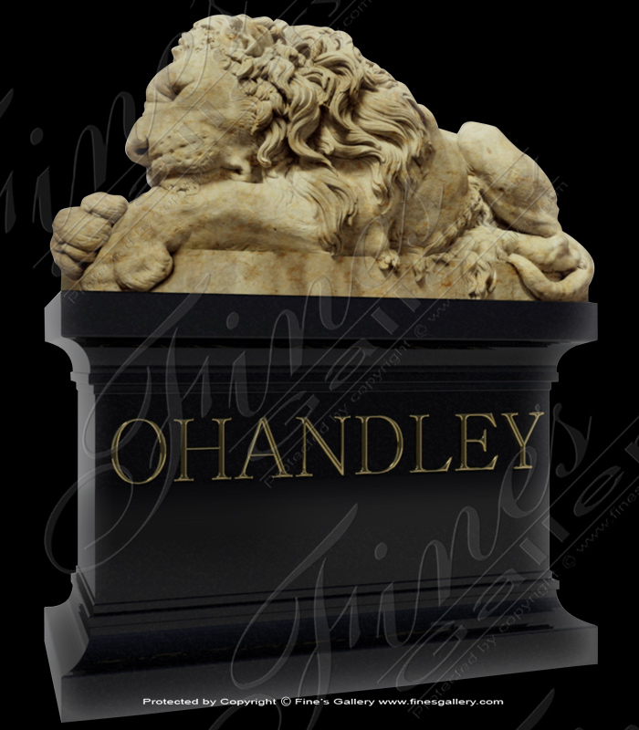 Granite Memorials  - Adult Male Lion Granite Memorial - MEM-350