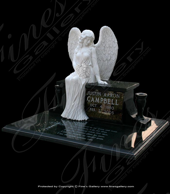 Marble Memorials  - Beloved Angel Marble Monument - MEM-333