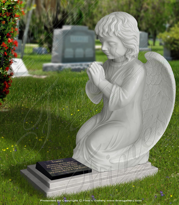 Marble Memorials  - Child Angel Marble Memorial - MEM-367