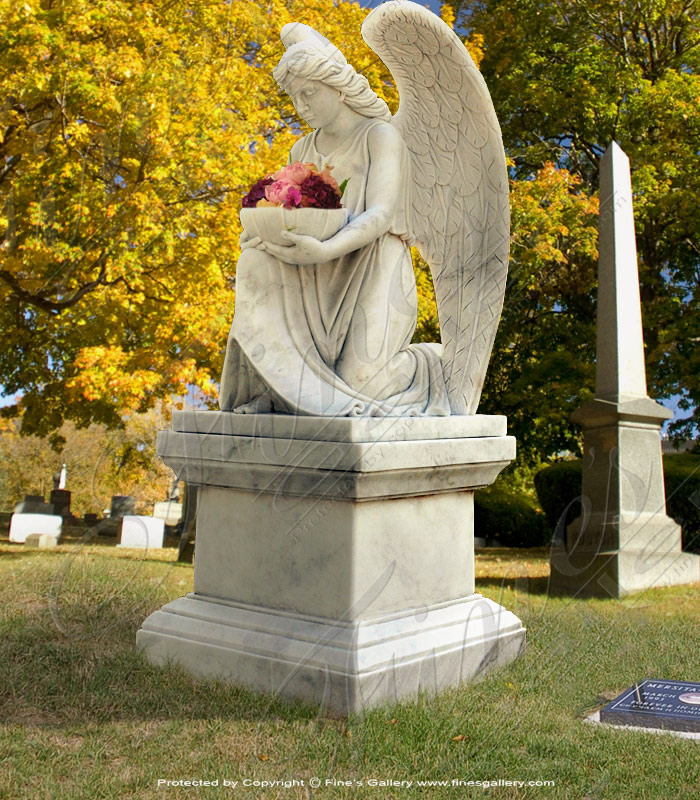 Marble Memorials  - Marble Angel Memorial Statue - MEM-006