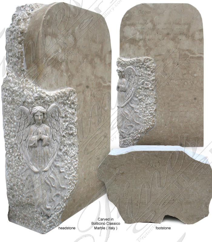 Marble Memorials  - Botticino Classico Marble Headstone  - MEM-424