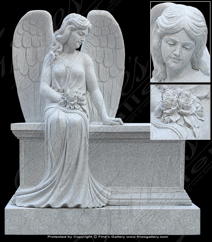 Marble Memorials  - Marble Angel, Sub Base & Foots - MEM-455