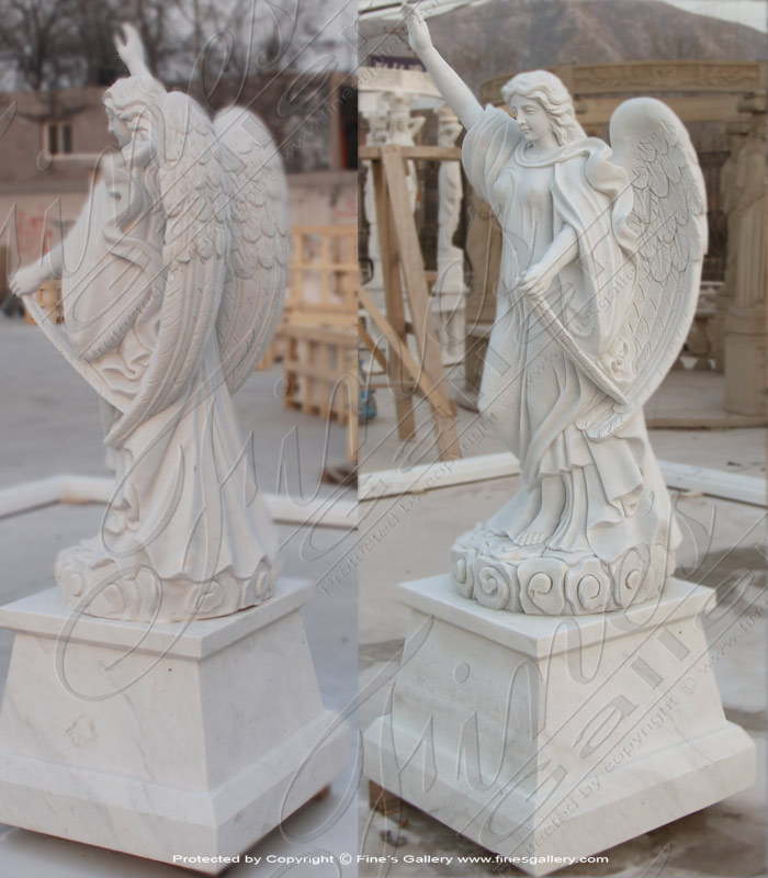 Marble Statues  - Marble Angel With Trumpet Statue - MS-499