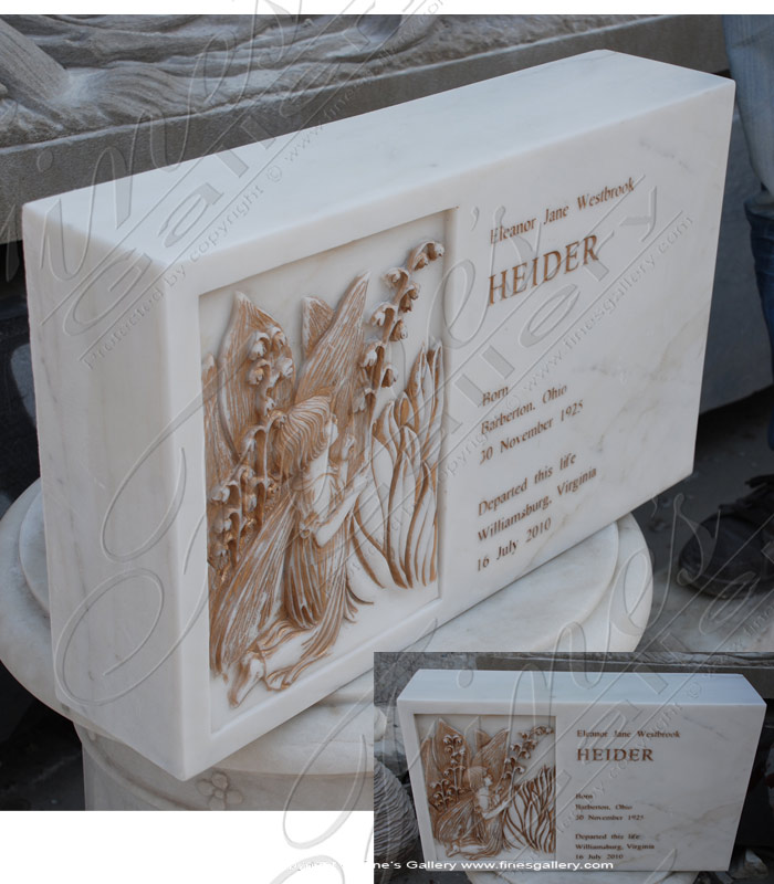 Marble Memorials  - Gold Leaf Marble Memorial - MEM-434