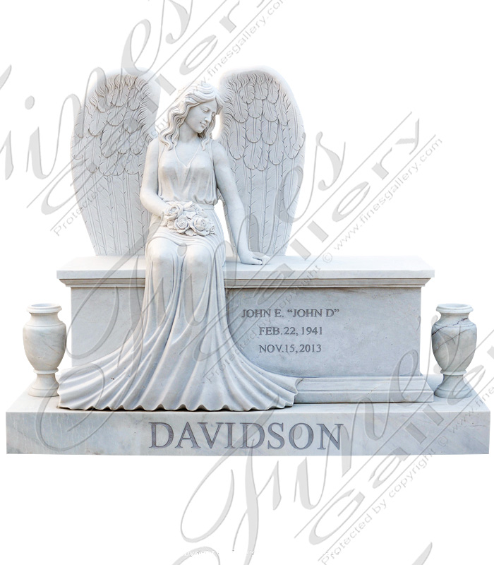 Two Person Angel Marble Monument