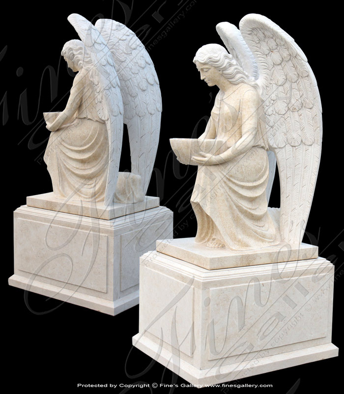 Marble Statues  - Marble Arch Angel Statue In Aged White Marble - MS-621