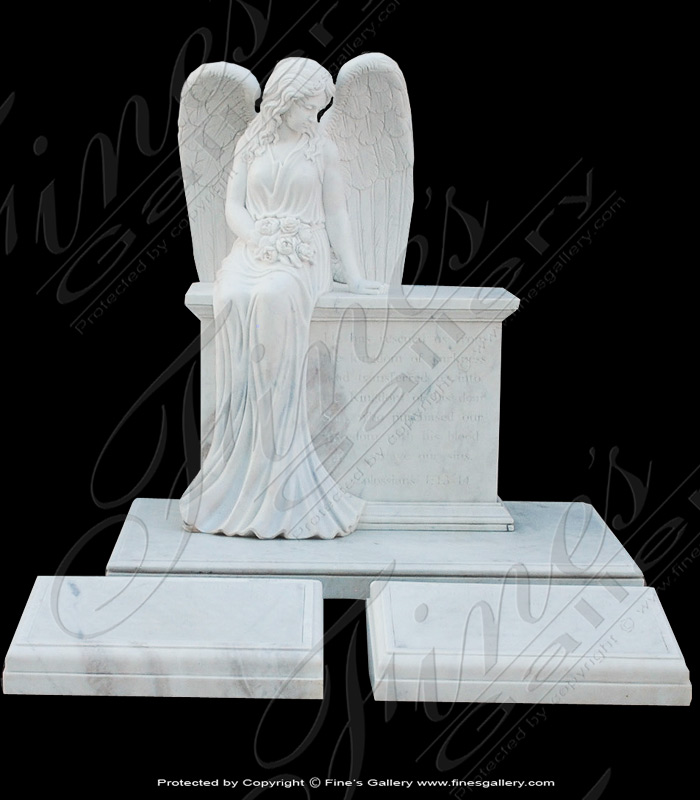 Search Result For Marble Memorials  - Two Person Angel Marble Monument - MEM-437