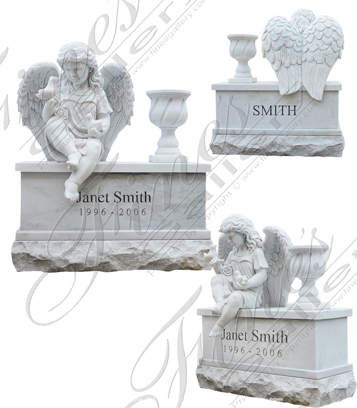 Search Result For Marble Memorials  - Two Person Angel Marble Monument - MEM-437