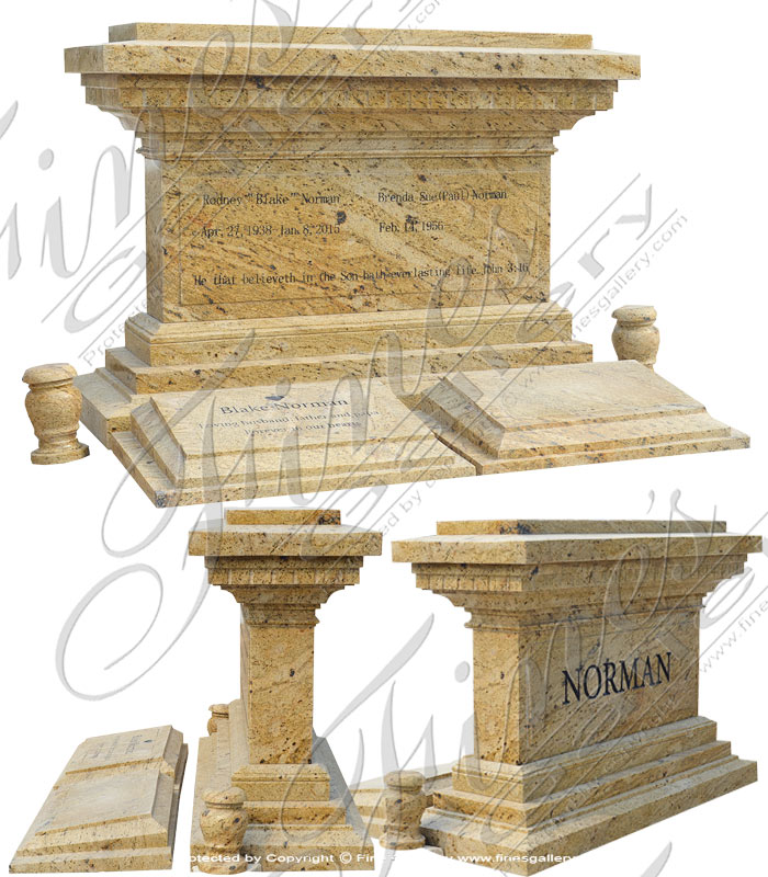 Search Result For Marble Memorials  - Gold Granite Monument - MEM-461