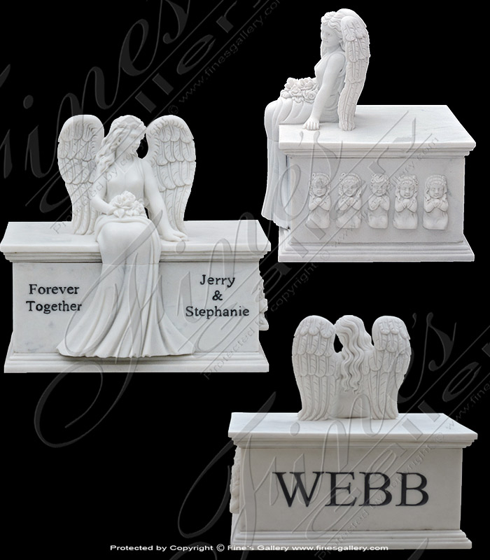 Marble Memorials  - Peaceful Angel Marble Monument - MEM-001
