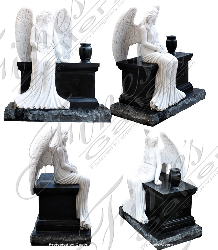 Marble Memorials  - Marble And Granite Angel Memorial - MEM-466