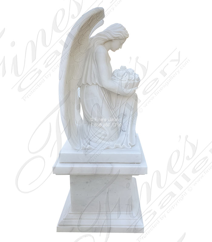 Marble Memorials  - Kneeling Angel Monument - MEM-474