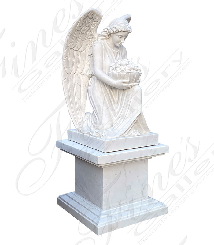 Marble Memorials  - Kneeling Angel Monument - MEM-474