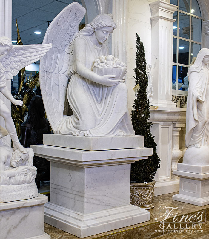 Marble Memorials  - Kneeling Angel Monument - MEM-474