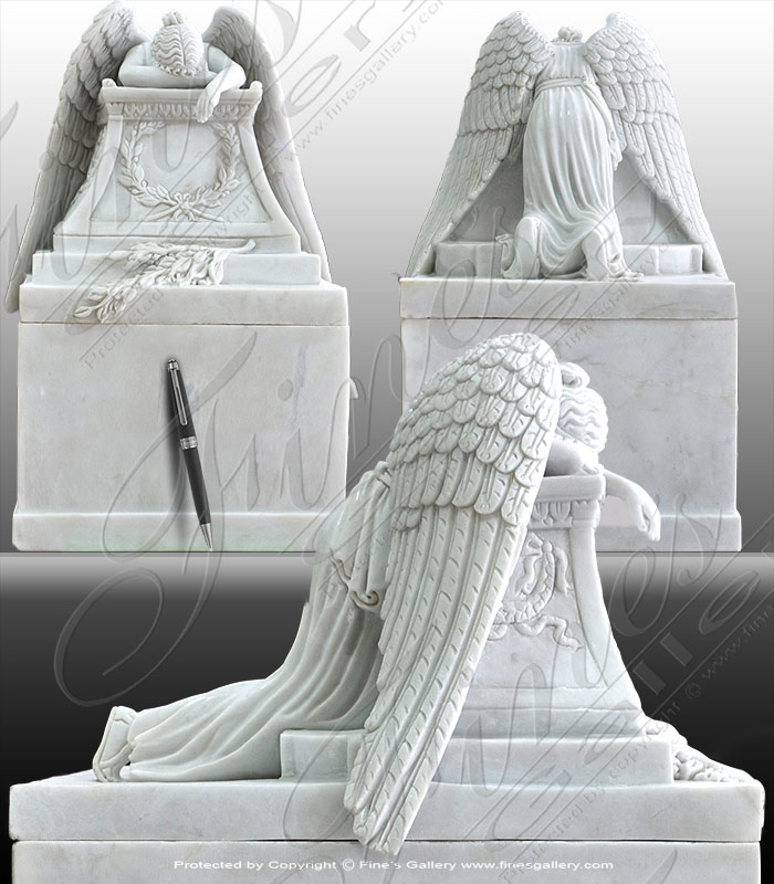 Marble Memorials  - Weeping Angel Companion Urn - MEM-484