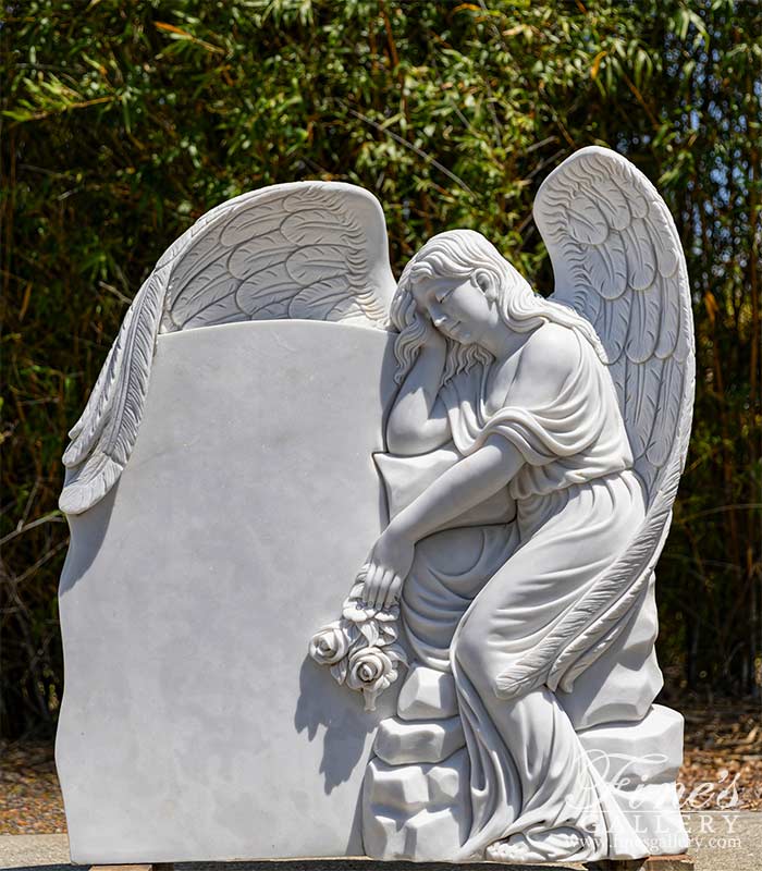 Marble Memorials  - Weeping Angel Headstone - MEM-486