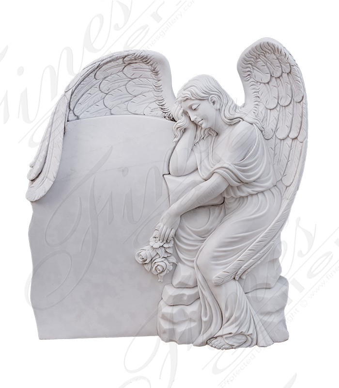 Marble Memorials  - Weeping Angel Headstone - MEM-486