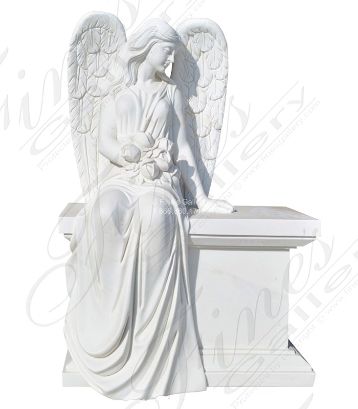 Marble Memorials  - Loving Angel Monument Bench - MEM-489