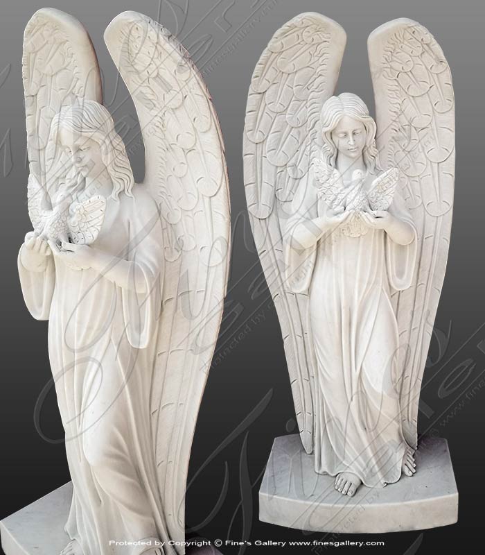 Marble Memorials  - Angel With Dove Memorial - MEM-491